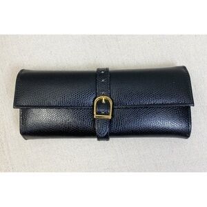 Wolf Designs Black Leather Travel Jewelry Roll